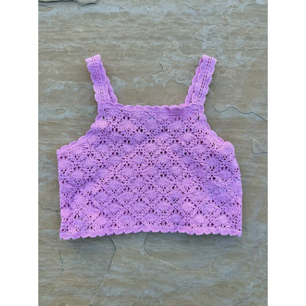 Zara Pink Crochet Crop Tank Size 6-7 Years Kids